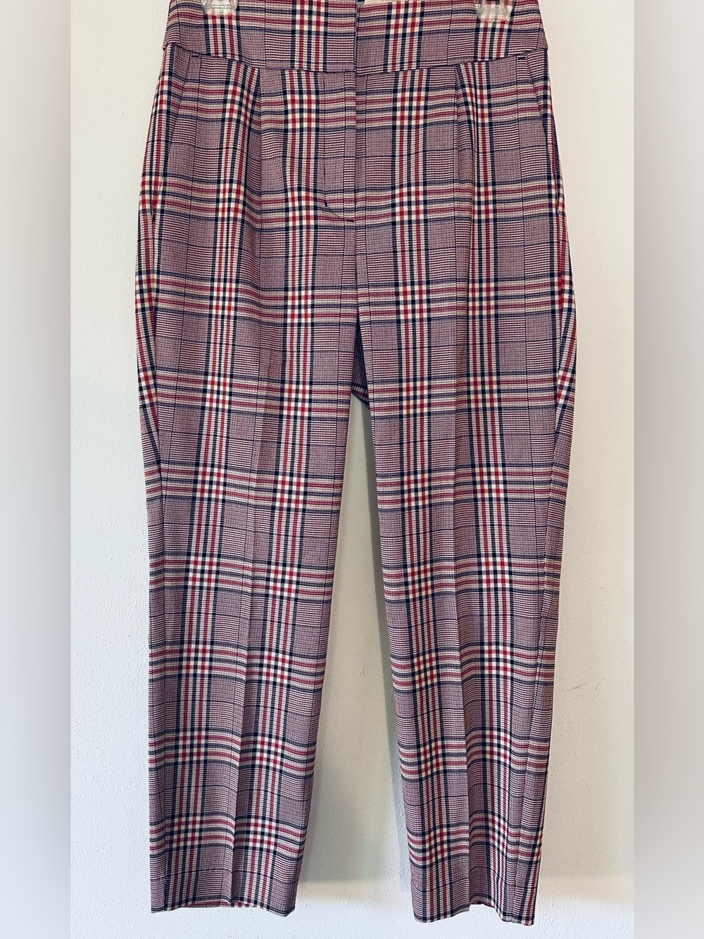 Express Red Cream Black Plaid Ankle Pants NWT Size 4S